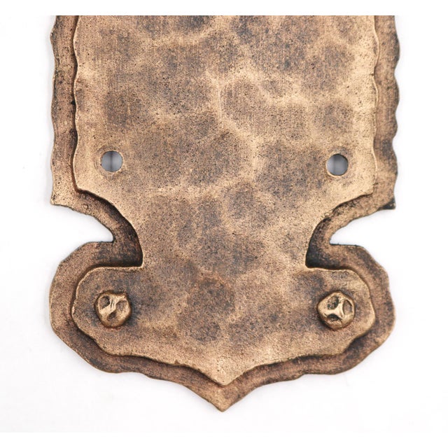 Arts & Crafts Vintage 12 In. Arts & Crafts Hammered Brass Door Push Plate For Sale - Image 3 of 4