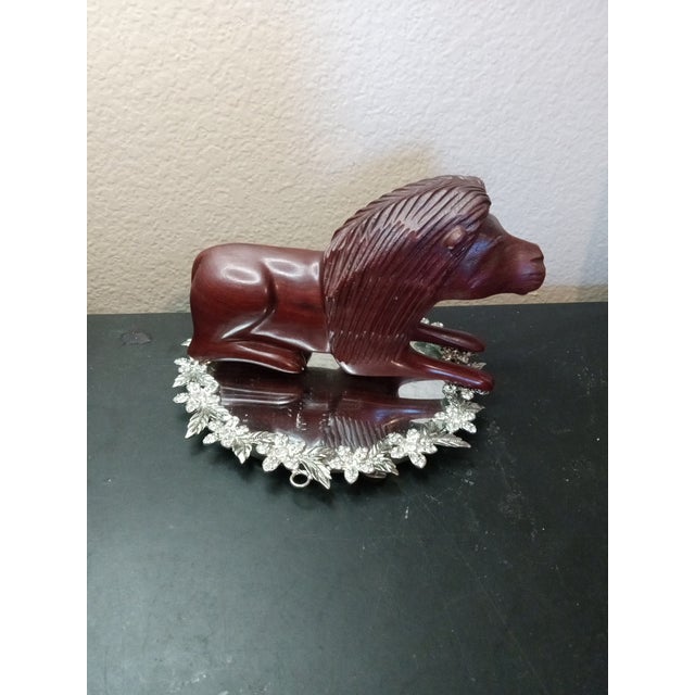 1980s Gorgeous Handcarved Rosewood Lion Figurine From Indonesia For Sale In Dallas - Image 6 of 6