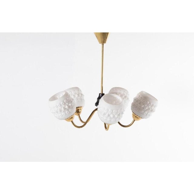 Brass Ceiling Lamp with White Crystal Shades For Sale - Image 6 of 7