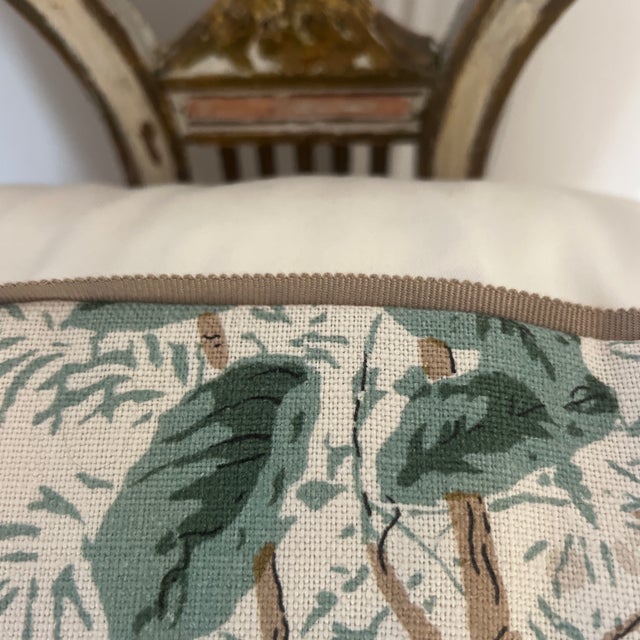 Custom 22” Pillow in Lee Jofa Althea Floral Linen and Custom Details Down Insert For Sale - Image 4 of 5