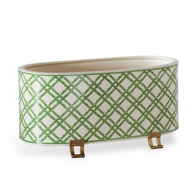 English Williamsburg for Port 68 Bamboo Trellis Oval Planter For Sale - Image 3 of 4