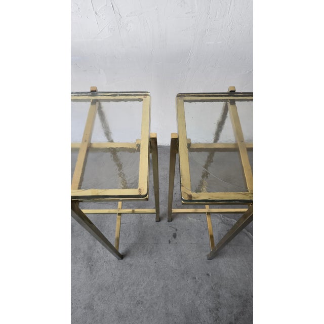 Pair of Bespoke Brass and Cast Glass Console Tables For Sale In Las Vegas - Image 6 of 10