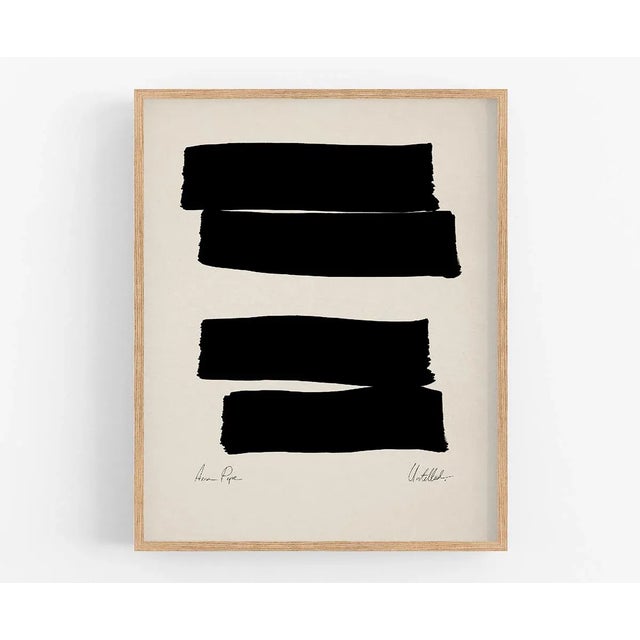 Abstract open edition giclee print. 20"x28" Elegant black lines geometrical thick lines drawing on beige background....