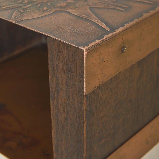 Italian Etched Copper Wall-Mounted Side Table by Victor Cerrato, 1960s For Sale - Image 10 of 11