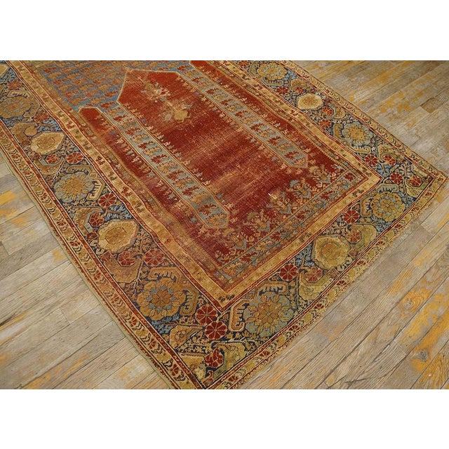 Traditional and Special in a Red Background Color Antique Turkish Ghiordes Prayer Rug For Sale - Image 9 of 12