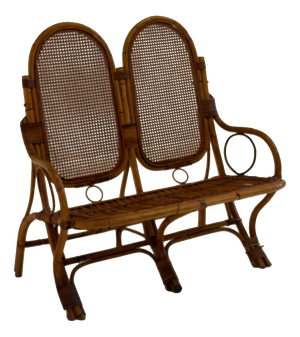 Two-Seater Sofa in Rattan with Vienna Straw Backrest, 1970s