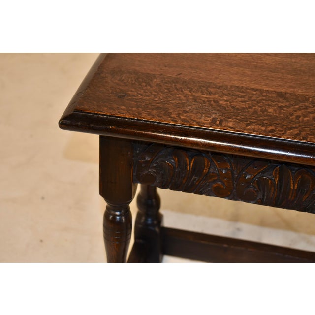 Wood Late 19th Century English Oak Carved Joint Stool For Sale - Image 7 of 8
