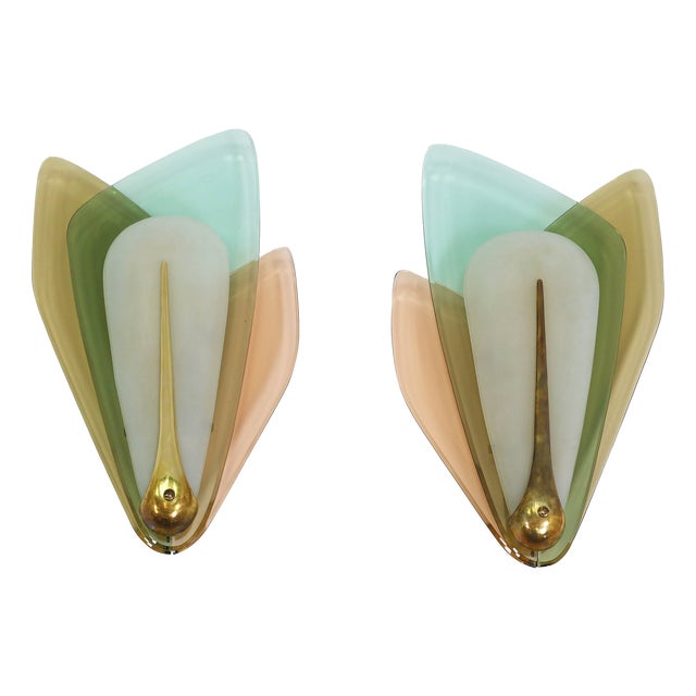 Large Wall Sconces by Max Ingrand for Fontana Arte, Italy, 1955, Set of 2 For Sale