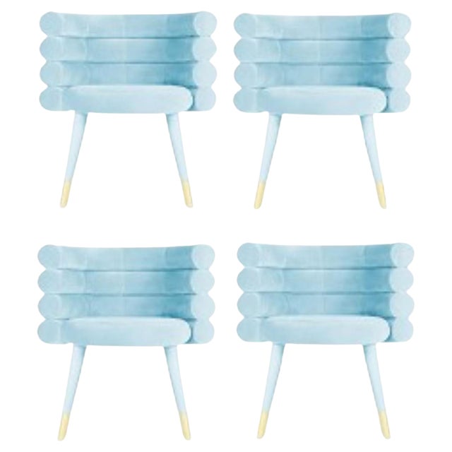 Sky Blue Marshmallow Dining Chairs by Royal Stranger, Set of 4 For Sale