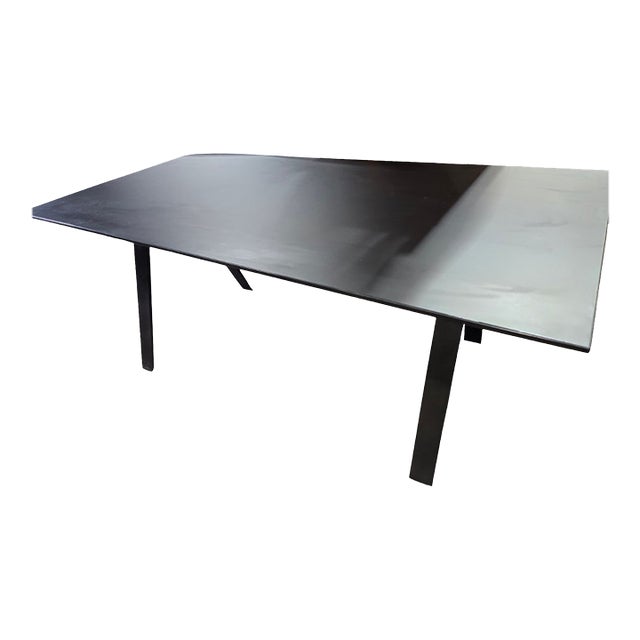 Decca Gait 72x36-in Table-Desk With Black Painted Glass Top For Sale