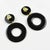 1990s Black and Gold Acrylic Resin Jeweled Dangle Clip Earrings For Sale - Image 5 of 8
