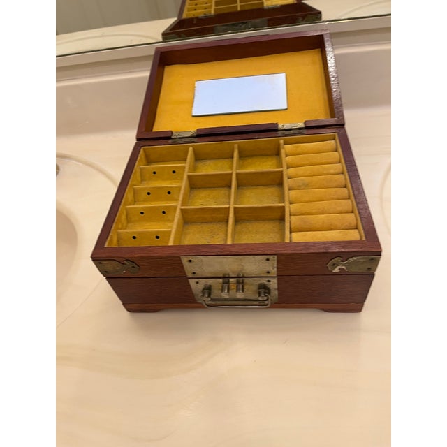 Wood Beautiful Vintage Chinese Wooden Rosewood Jewelry Box For Sale - Image 7 of 12