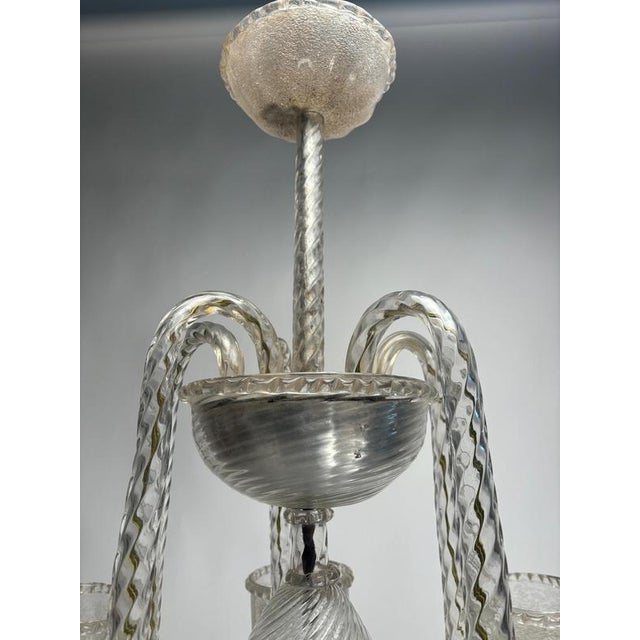 Gold Large Five-Arm Murano Glass Chandelier by Ercole Barovier, Italy, 1950s For Sale - Image 8 of 17