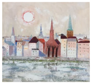 Laimdots Murnieks, Town, 1998, Oil on Cardboard