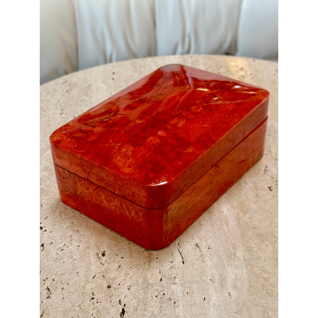 Vintage Italian Red Lacquered Decorative Box For Sale - Image 9 of 9
