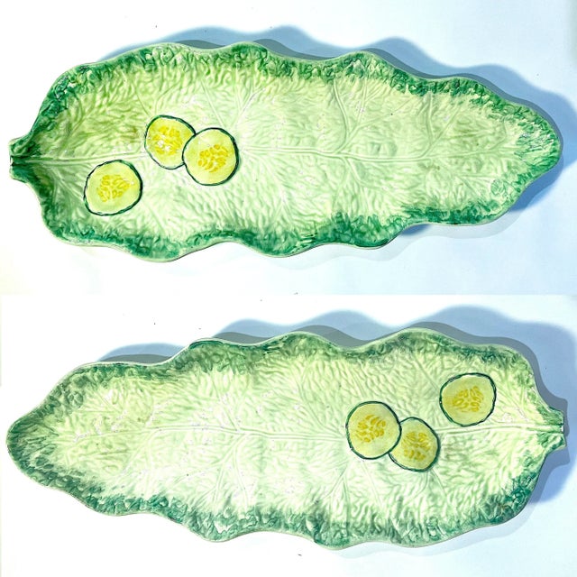 Ceramic English Majolica Lettuce Ware Platter - Serving Dish - Tray For Sale - Image 7 of 9