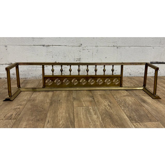 Brass Antique Victorian Traditional Brass Fireplace Fender For Sale - Image 8 of 10