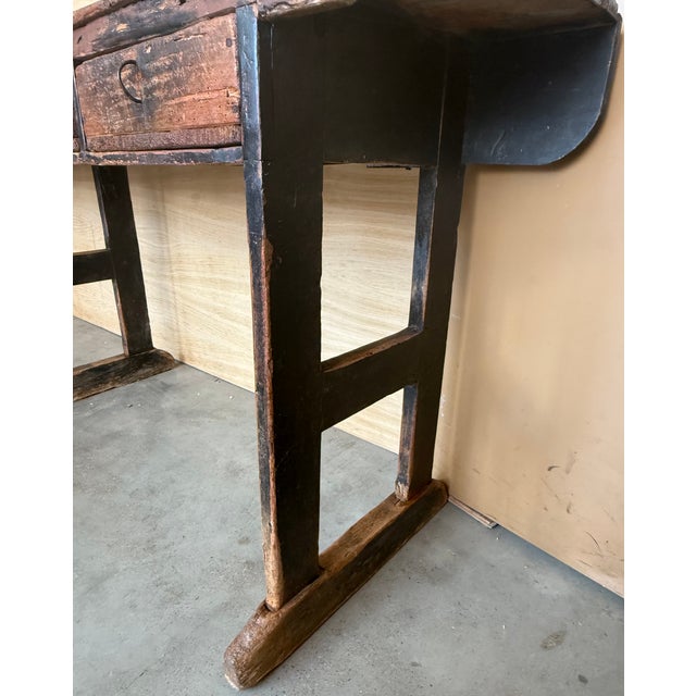 18th Century Large Solid Wood Walnut Console Table With Six Drawers For Sale - Image 9 of 17