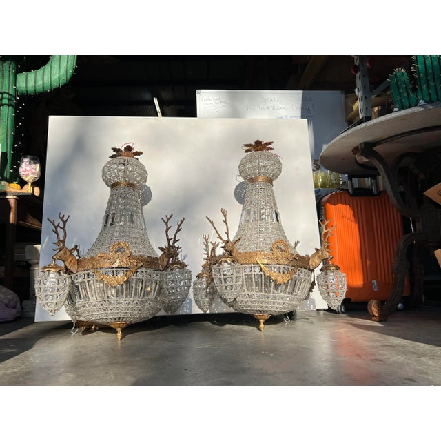 Pair of 1980s Deer Head Chandeliers For Sale - Image 13 of 13
