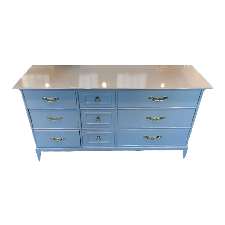 teal and grey dresser Mornington Linen Wrapped 6 Drawer Dresser – Good Bones Furniture main image 1