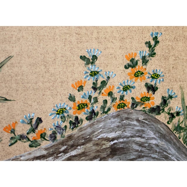 Showa Era C. 1970s Japanese Maki-E Byobu Screen "Blossoming Sakura and Asters" For Sale - Image 13 of 18