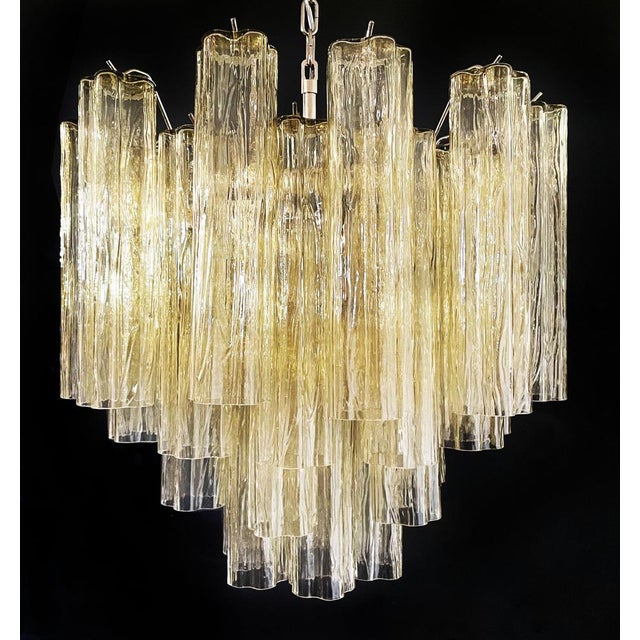Glass Amber Murano Glass Tubes Chandelier, 1990s For Sale - Image 7 of 15