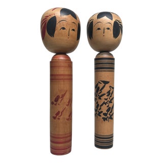 Vintage Sakunami Kokeshi by Hiraga Kenjirō, Japan, 1950s, Set of 2 For Sale