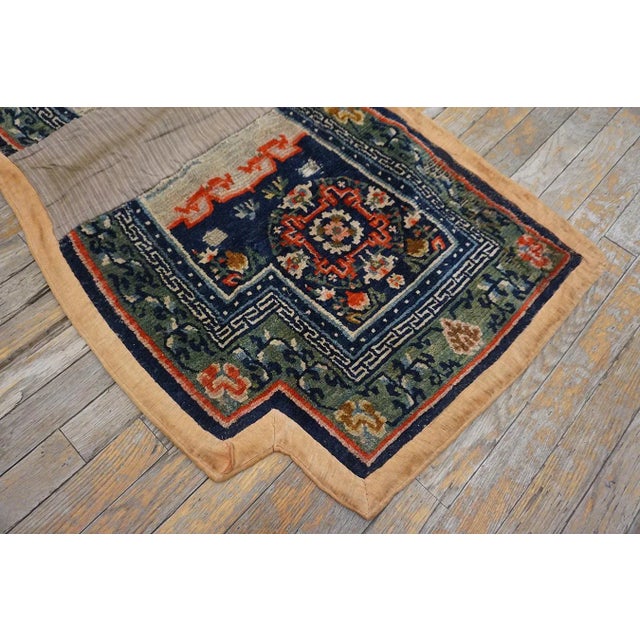 1930s Blue Navy Geometric Antique Horse Cover Rug 2'2"x4'4" Handknotted Wool Carpet For Sale - Image 4 of 10