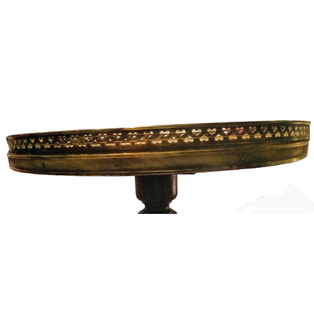 Queen Anne 1940s Mahogany / Brass Railing Plant Stands For Sale - Image 3 of 8