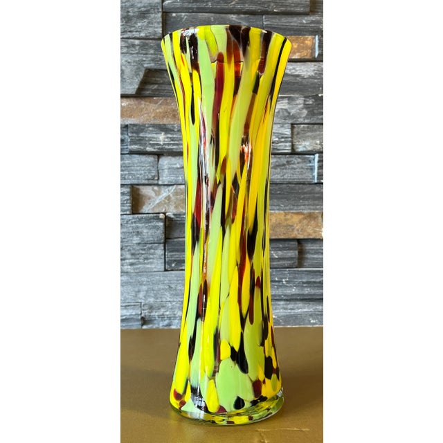 Green Art Glass Multicolor Vase For Sale - Image 8 of 12