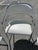 Handsome vintage modern Steelcase chrome tube cantilever base original white faux leather or vinyl seats and rounded...