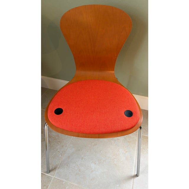 Knoll Pair (2) MCM Knoll Studio Sprite Orange Molded Plywood Side Chairs For Sale - Image 4 of 16