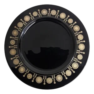 Vintage Serving Plate in Porcelain Noire with Gold-Colored Decor attributed to Tapio Workkala for Rosenthal Studio Line