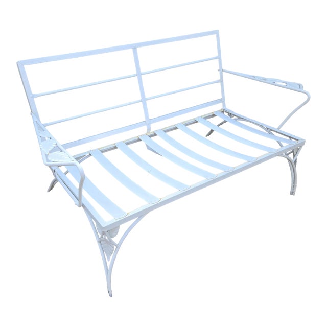 Vintage Wrought Iron Outdoor Patio Loveseat/Settee For Sale