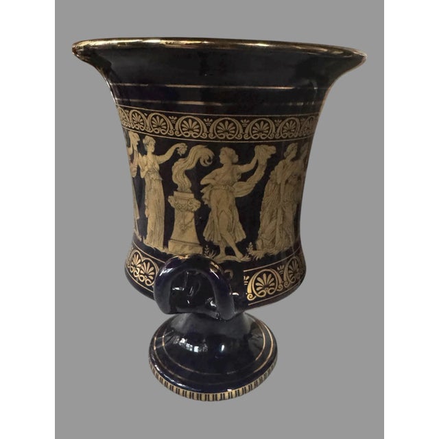 Vintage Porcelain Double Handled Vase Decorated W Grecian Figures For Sale - Image 12 of 12