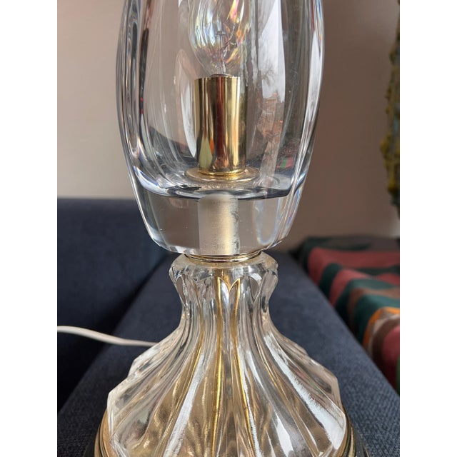 1980s Vintage French Crystal and Brass Table Lamp For Sale - Image 4 of 8