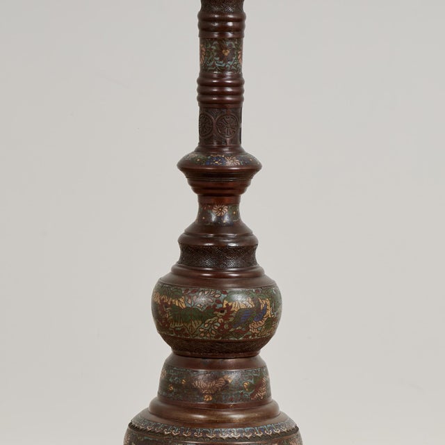 Antique Bronze Champleve Floor Lamp For Sale In West Palm - Image 6 of 9