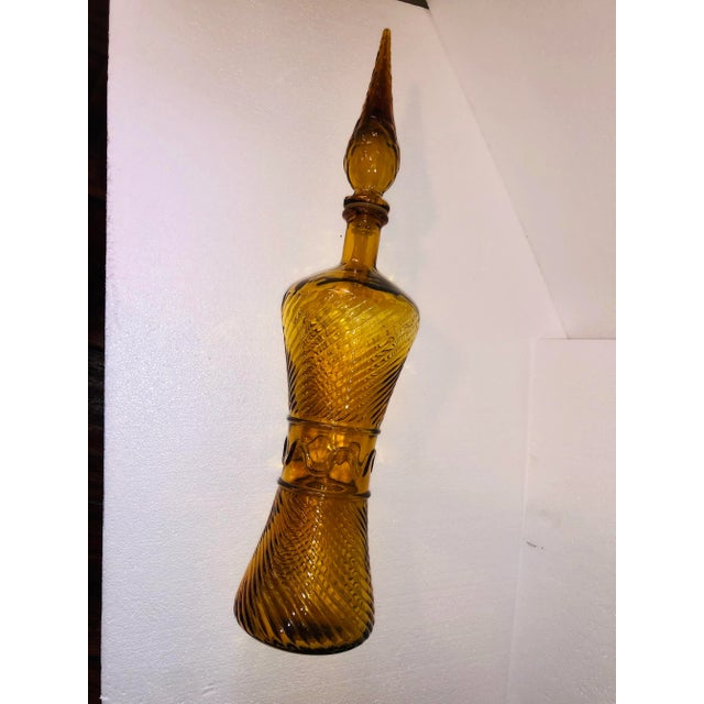 Mid-Century Modern Empoli Genie Gold Decorative Bottle and Topper For Sale In Dallas - Image 6 of 9