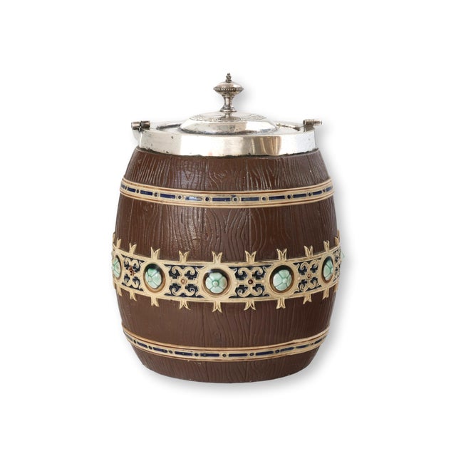 Cabin Antique Villeroy & Boch Mettlach Ice Bucket / Biscuit Barrel For Sale - Image 3 of 6