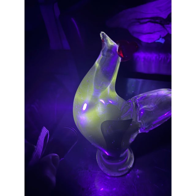 Glass Murano Mid Century Blown Glass Rooster Antonio Da Ros for Cenedese Uranium For Sale - Image 7 of 9