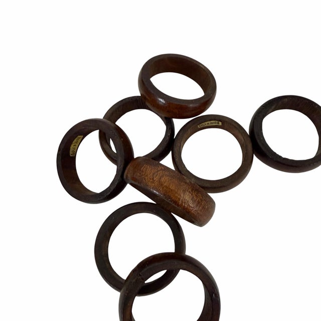 Mid 20th Century Vintage Mid Century Thin Band Wooden Napkin Rings - Set of 8 For Sale - Image 5 of 5