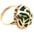 Gold 14 Karat Yellow Gold Oval Green Onyx With Filigree Overlay Solitaire Ring, Size 7 For Sale - Image 8 of 12