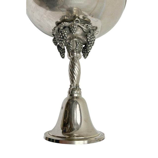 Gray Large Neo-Classical Silverplated Brass Footed Bowl with Grape Decoration, 1940s For Sale - Image 8 of 12