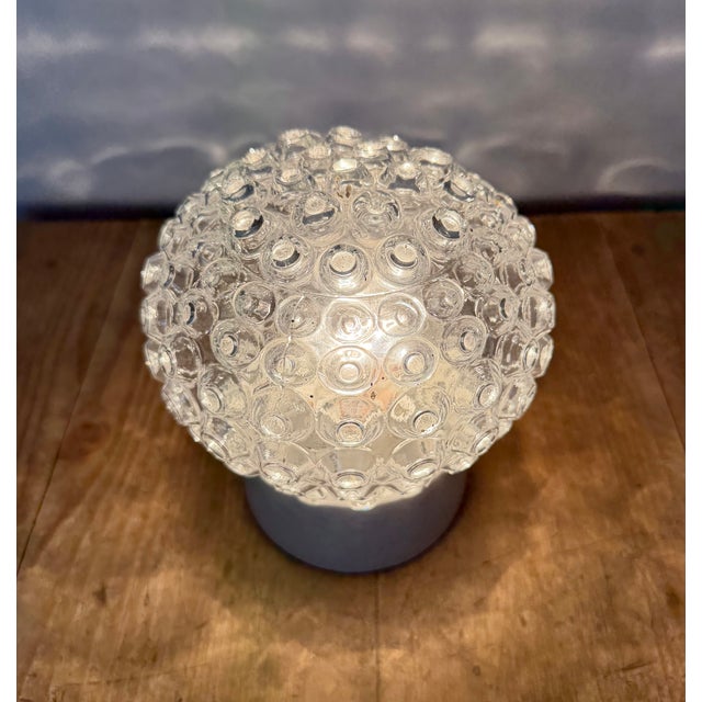 Glass Vintage White Porcelain and Glass Ceiling Light, 1970s For Sale - Image 7 of 14