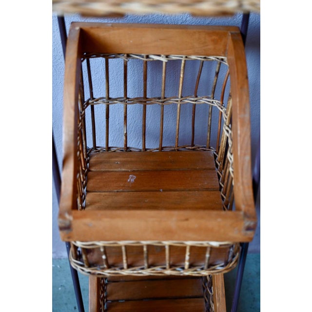 Rustic Grocery Store Shelf with Wrought Iron and Wicker Baskets, 1960s For Sale - Image 13 of 14