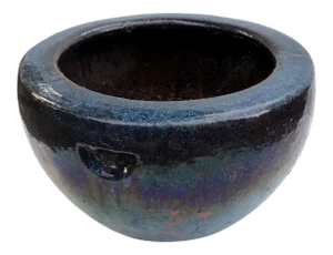Antique Cobalt Blue Glazed Water Jar Planter