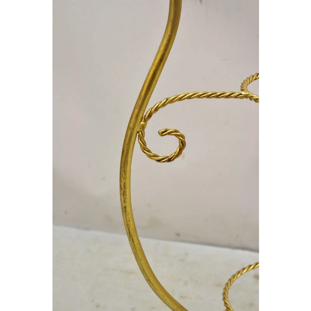 Mid 20th Century Italian Hollywood Regency Gold Iron Rope Form 2 Tier Bath Washstand Plant Stand For Sale - Image 11 of 13