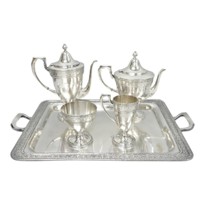 Antique Bernard Rices Sons Antique Edwardian Silver Plated Tea Service, 5 Pc Set