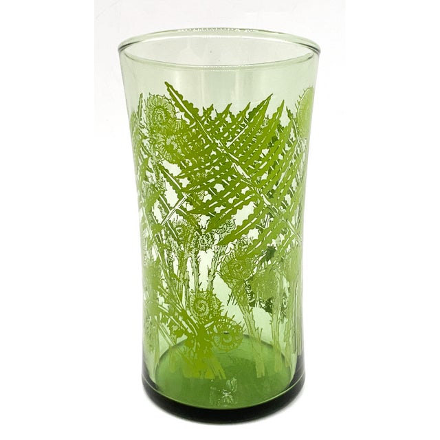Mid-Century Modern Vintage Green Fern Botanical Highball Glasses – Mid-Century Modern / Tropical - Set of 5 For Sale - Image 3 of 13