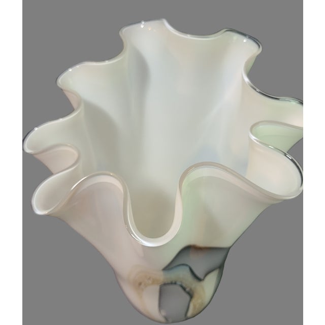 Mid-Century Modern Mid-Century Modern Murano Attributed Grey, White & Earth Tones Art Glass Vase For Sale - Image 3 of 6